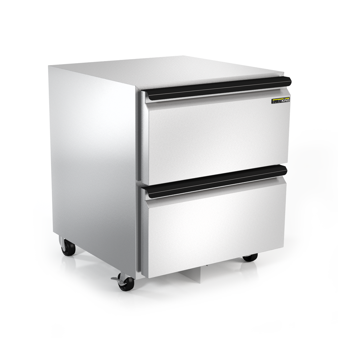 Undercounter Refrigerator 27, 115v/60hz/1ph, 2 drawer, 3 heavy-duty soft  casters (two locking), product trays and adapters, NEMA 5-15P - Silverking